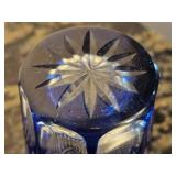 Set of Four Bohemian Cut Glass Cobalt 6-Inch Tumblers