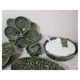 Subtil Portuguese Green Cabbage Ware Serving Collection