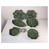 Subtil Portuguese Green Cabbage Ware Serving Collection