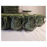 Olfaire Portuguese Green Cabbage Ware Table Service Pieces (81 Count)