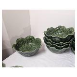 Olfaire Portuguese Green Cabbage Ware Table Service Pieces (81 Count)