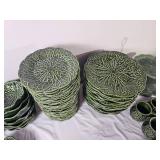Olfaire Portuguese Green Cabbage Ware Table Service Pieces (81 Count)