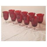 Ruby Glass Water Goblets, Set of 10