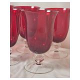 Ruby Glass Water Goblets, Set of 10