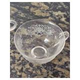 Vintage Cambridge Rosepoint Cup & Saucer Set with Six Nut Dishes