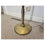Elegant Brass Torchiere Floor Lamp with Etched Glass Shade