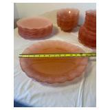 Pink Ruffled Glass Serving and Tableware Collection - (50)