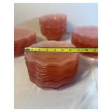 Pink Ruffled Glass Serving and Tableware Collection - (50)