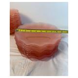 Pink Ruffled Glass Serving and Tableware Collection - (50)