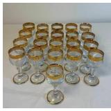 Twenty One Piece Gold Rim Stemware Set