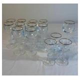 Mixed Gold Rim and Cut Crystal Stemware Group