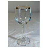Mixed Gold Rim and Cut Crystal Stemware Group