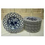 Italian Bassani Pierced Rim Blue and White Decorative Plates Set