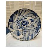 Blue and White Herb Motif Decorative Charger Plate
