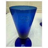 Set of Ten Cobalt Blue Footed Champagne or Parfait Glasses