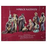 Very Large Nine Piece Resin Nativity Figurine Set