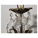 Antique Style Brass and Crystal Five Light Chandelier