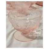 Pink Depression Style Glass Tableware Collection with Pitcher and Plates