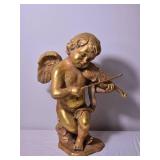 Gold Gilt Angel Playing Violin Decorative Statue