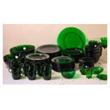 Emerald Green Glass Dinnerware and Cup Collection