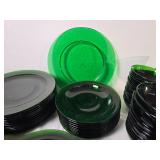Emerald Green Glass Dinnerware and Cup Collection