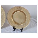 Gold Tone Hammered Glass Decorative Plate Trio