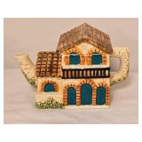 Three House Form Ceramic Teapots with Mixed Roof Colors