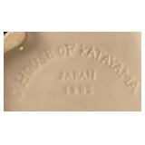 Three House Form Ceramic Teapots with Mixed Roof Colors