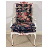 Floral Upholstered Accent Chair with Painted Frame