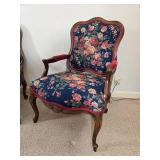 Pair of Floral Upholstered Wood Armchairs