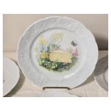 Set of 6 French Porcelain Cheese Plates CNP France Lierre Sauvage Pattern