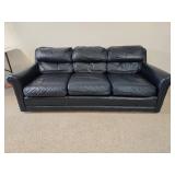 Navy Leather Sofa - B