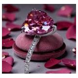 3Ct Pink Diamond Ring 18K Gold over