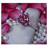 3Ct Pink Diamond Ring 18K Gold over