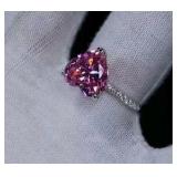 3Ct Pink Diamond Ring 18K Gold over