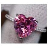 3Ct Pink Diamond Ring 18K Gold over