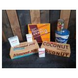 Fun Collection of Vintage Product Containers, Candy Boxes, Beer Can, Band Aid Tins