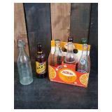 Group of rare Soda Pop Bottles and Nesbitt 6 Pack Carry Case