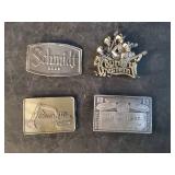 4 vintage Belt Buckles Schmidt Beer, Budweiser, Country Western, And Case Delta