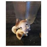 Cool lot of Vintage Things - Mid Modern Porcelain, Peanut Butter Jar, and Brass Cow Tags