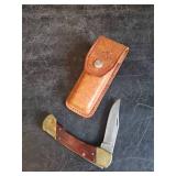 Vintage Schrade LB7 Folding Knife w/ Sheath