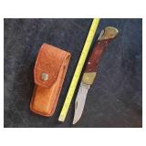 Vintage Schrade LB7 Folding Knife w/ Sheath