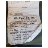 Solid Vintage Coleman Sleeping Bag with Interior Wildlife Scene