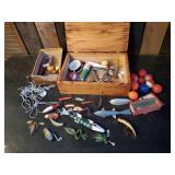 Fantastic Group of Fishing Lures and Spearing Decoys in beautiful Wood Box