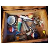 Fantastic Group of Fishing Lures and Spearing Decoys in beautiful Wood Box