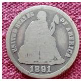 1891-S Liberty Seated Dime