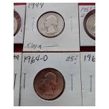 (6) 90% Silver Washington Quarters