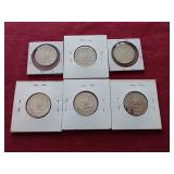 (6) 90% Silver Washington Quarters