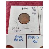 (5) Wheat Pennies in Flips - Some Red Uncirculated