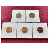 (5) Wheat Pennies in Flips - Some Red Uncirculated